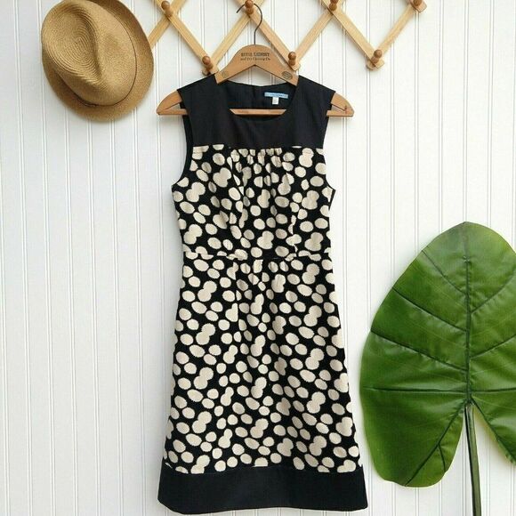 Anthropologie Leifnotes Notched Polka Dots Corduroy Dress Size 0 Sleeveless - Picture 1 of 9